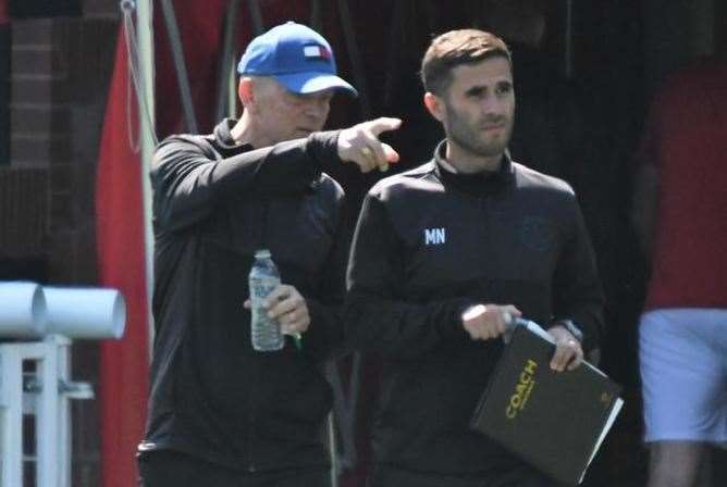 Sheppey United first team coach Marcel Nimani with manager Ernie Batten Picture: Marc Richards (49580781)