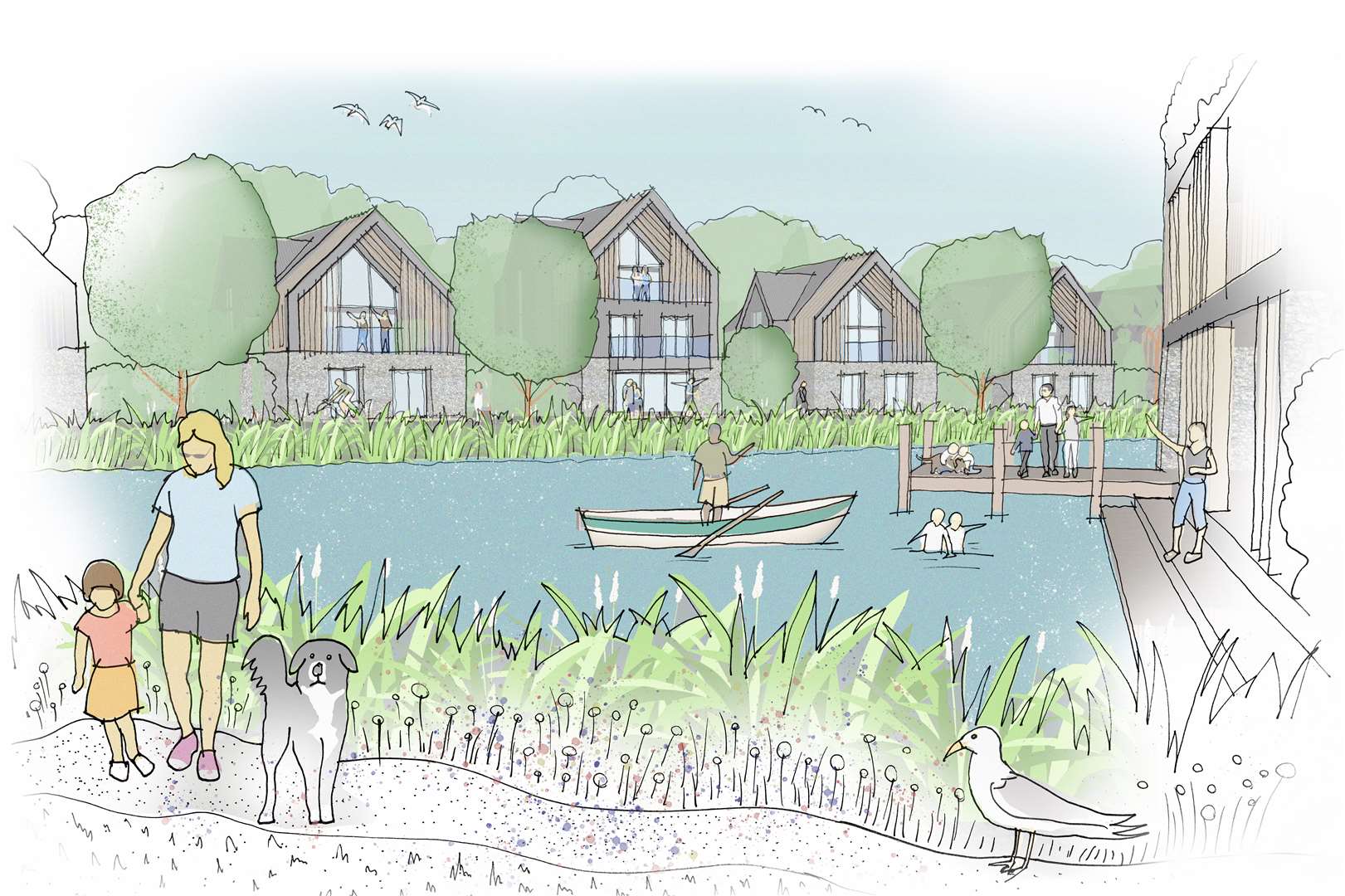 Sketch shows new holiday homes and a boating lake proposed to take over Hythe Golf Club