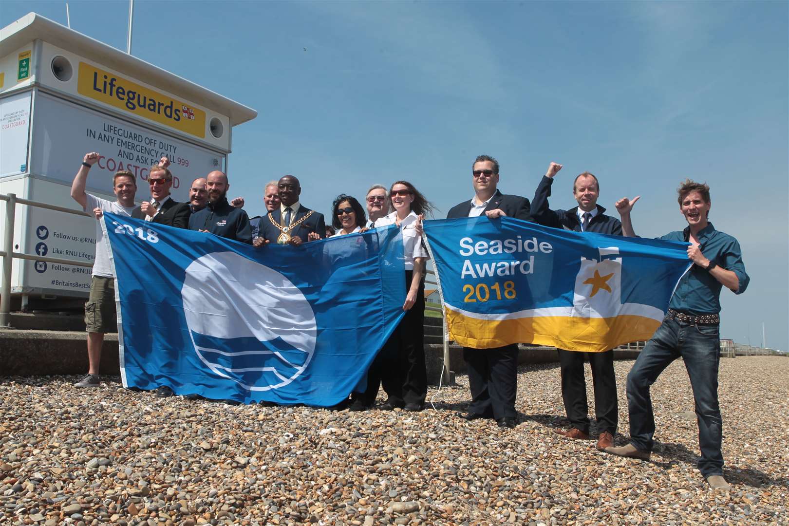 The raising of Blue Flags at Minster Leas in 2018