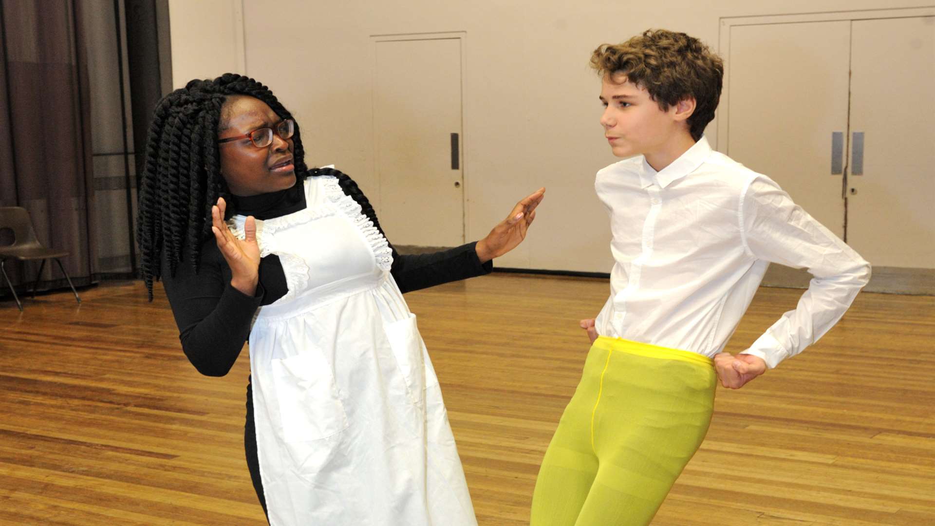 Divine Adedini Dada, 17, playing Maria, Marcus Spiteri, 13, playing Malvolio