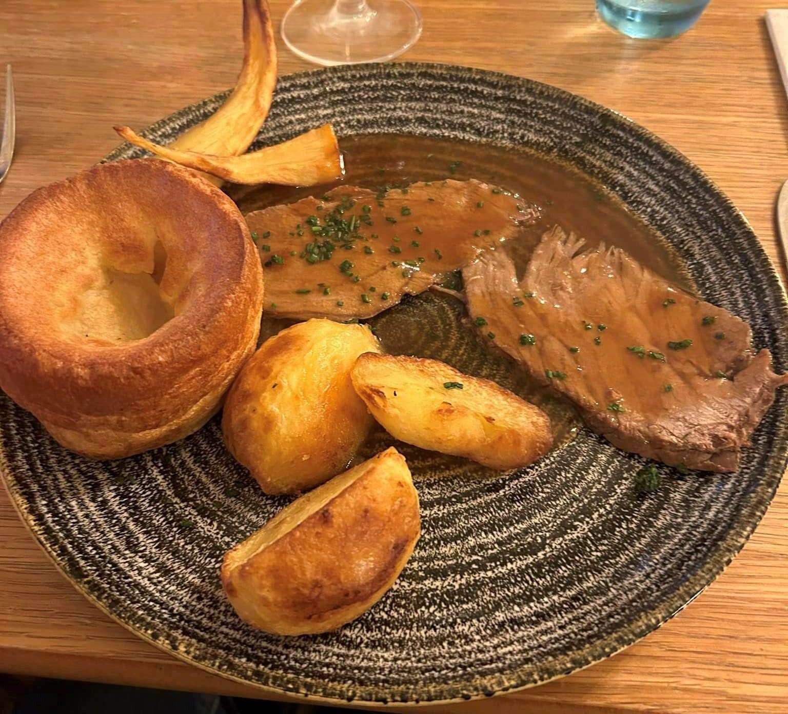 The roast dinner was served at the Belle Vue in Pegwell Bay, near Ramsgate