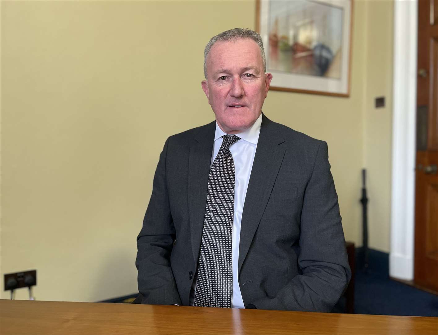 Conor Murphy in his office at Parliament Buildings in Belfast (David Young/PA).