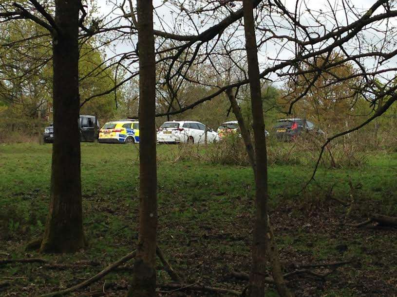 Vehicles near the scene of the fatal shooting in Goudhurst