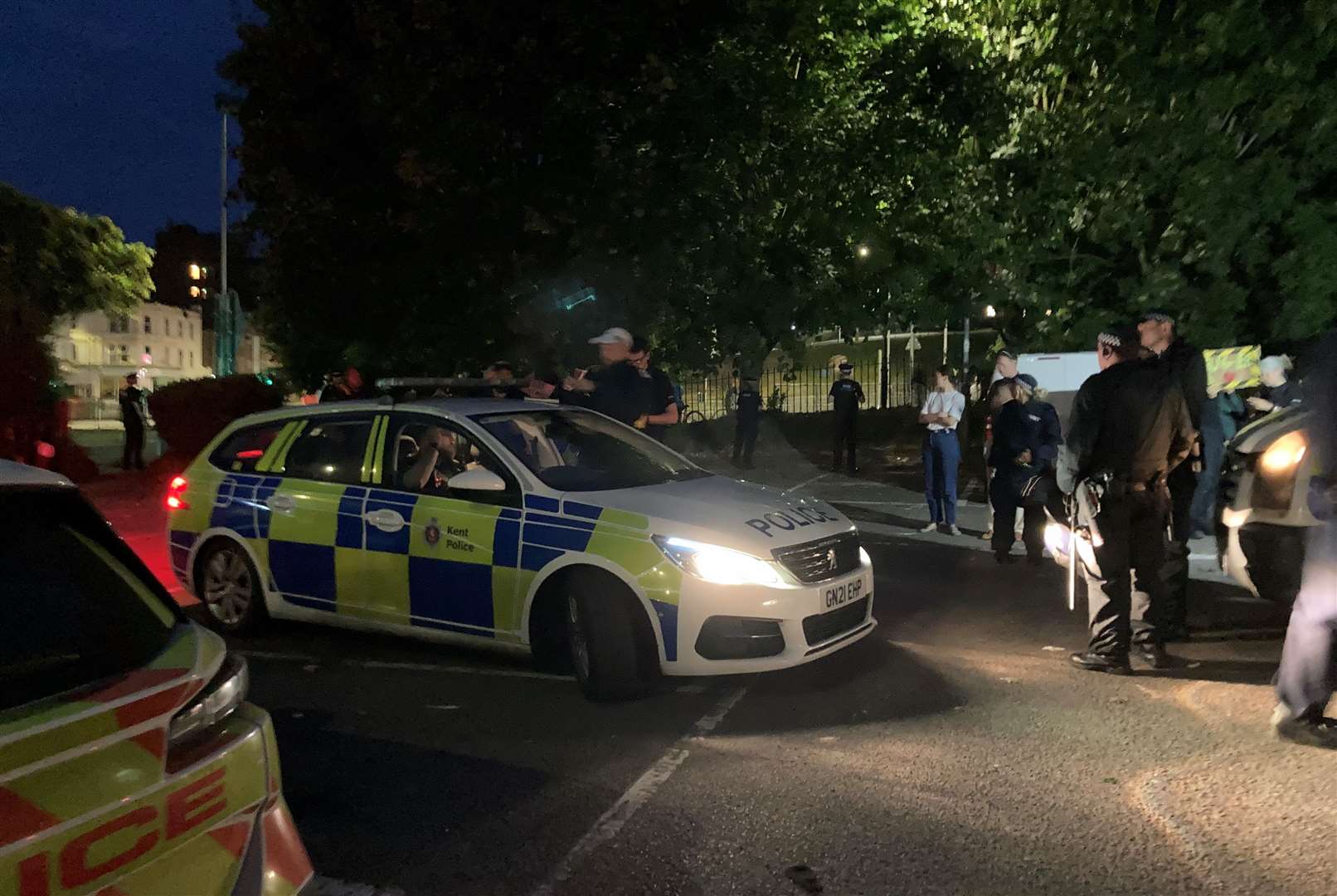 Police cars in Dover this evening