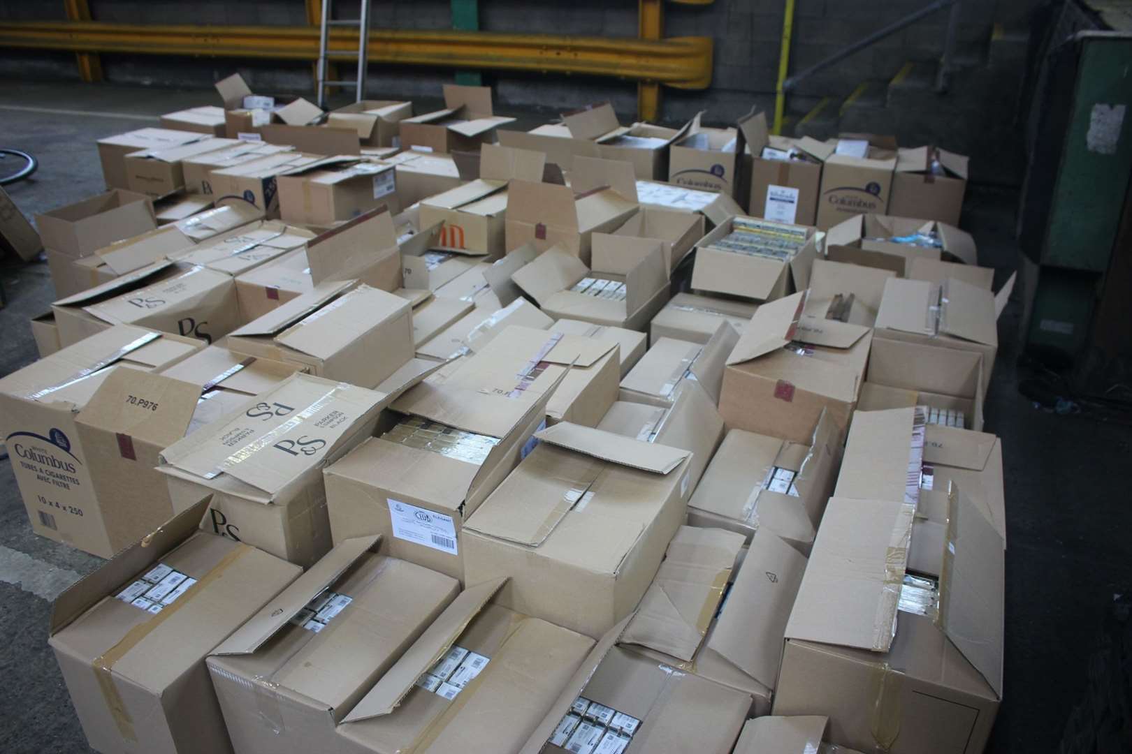 The mass of tobacco Nemeth brought in. All of these boxes contained packets and pouches. Picture: HMRC