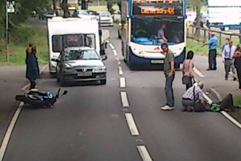 Motorbike involved in crash outside Canterbury garden centre