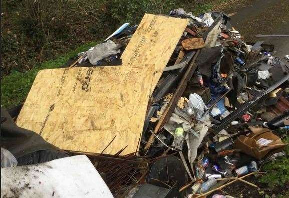 Fly-tipping in Park Wood Lane, Staplehurst. Picture: KCC