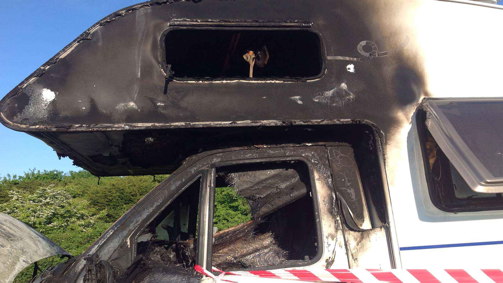 The campervan was severely burnt. Picture: Gina Fuller