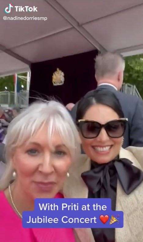 Nadine Dorries and ex-home secretary Priti Patel from Ms Dorries’ TikTok account (@nadinedorriesmp/PA)