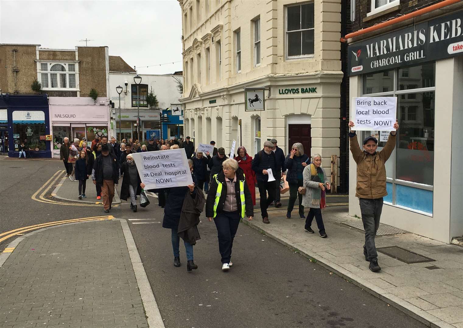 Protesters met at Deal Pier on last November to campaign against the closure of blood tests at Deal hospital. Photo: Tony Grist