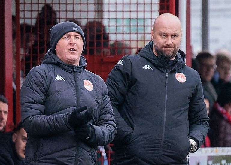 Alex Flisher, left, will take charge of Hythe alongside player-coach Frannie Collin for the final games of the season. Picture: Helen Cooper