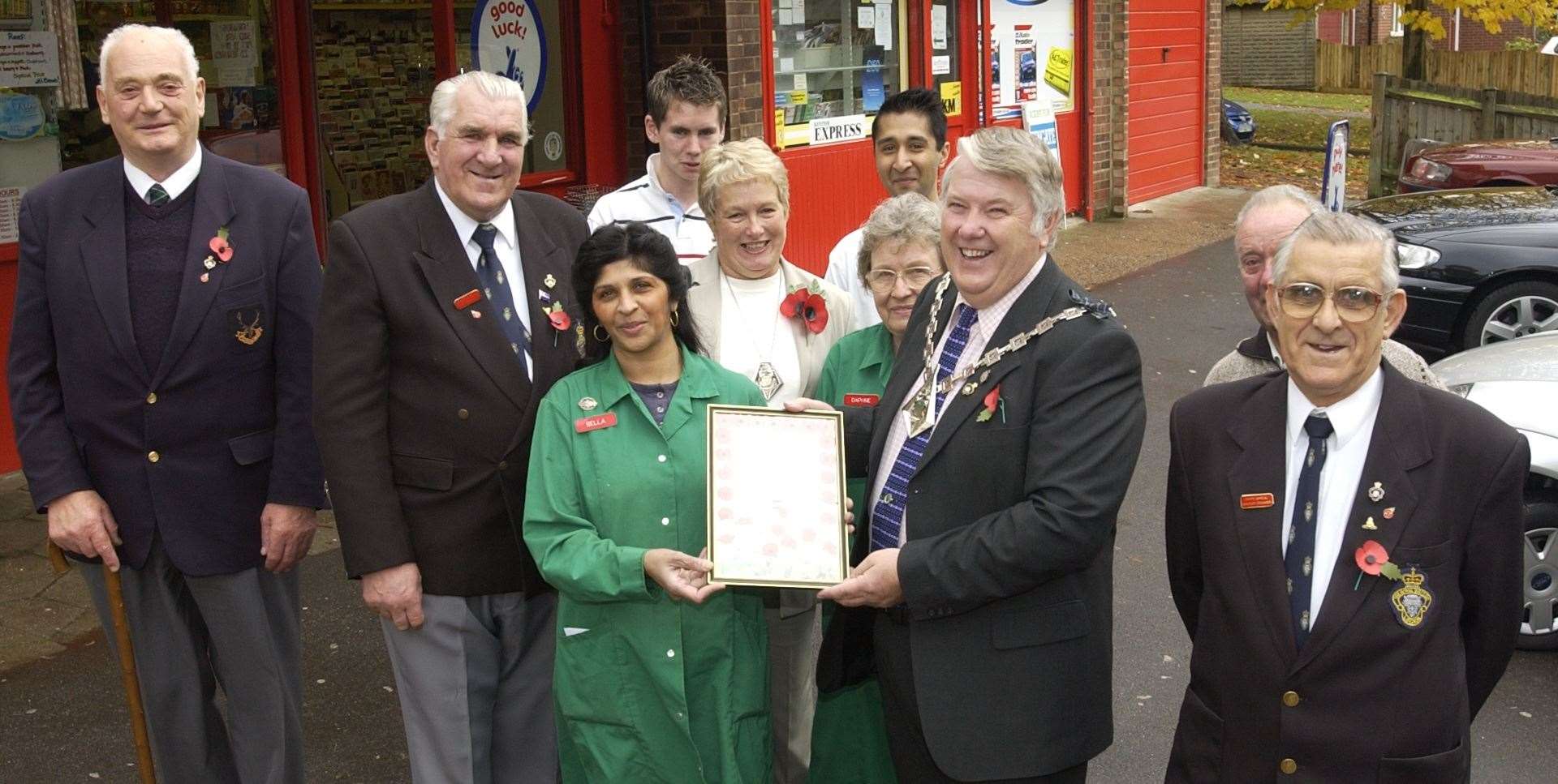 Mrs Patel was presented with a Royal British Legion award in November 2003. Picture: Terry Scott