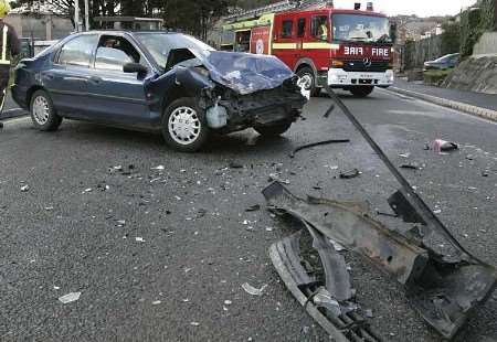 The damaged Ford Mondeo the badly injured girl was travelling in. Picture: JAMIE GRAY