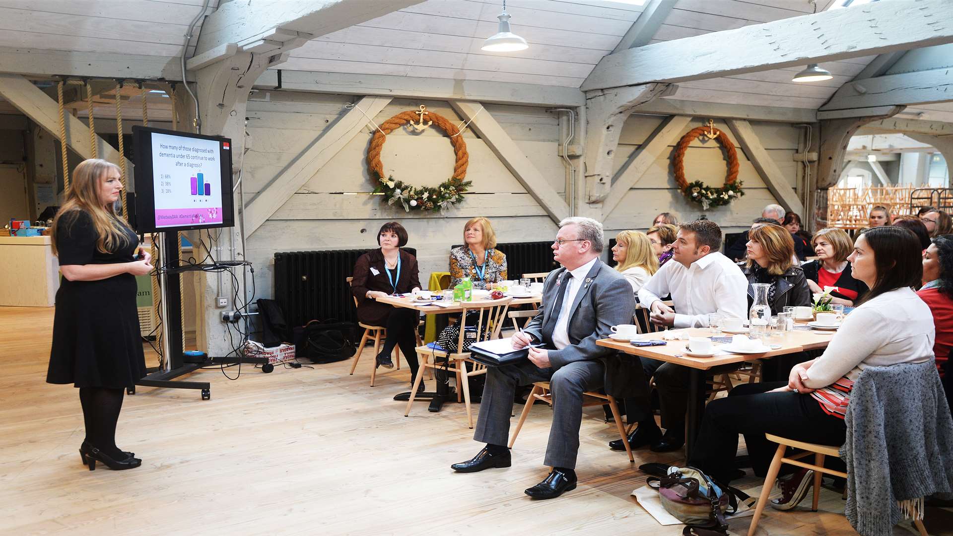 Denise Wilton addresses the room at the Medway Dementia Action Alliance business breakfast. Picture: Al Frank Monk Photography