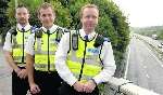 PCSOs Trevor Ingram, Sam Milton and Paul Rigden at the scene of their rescue