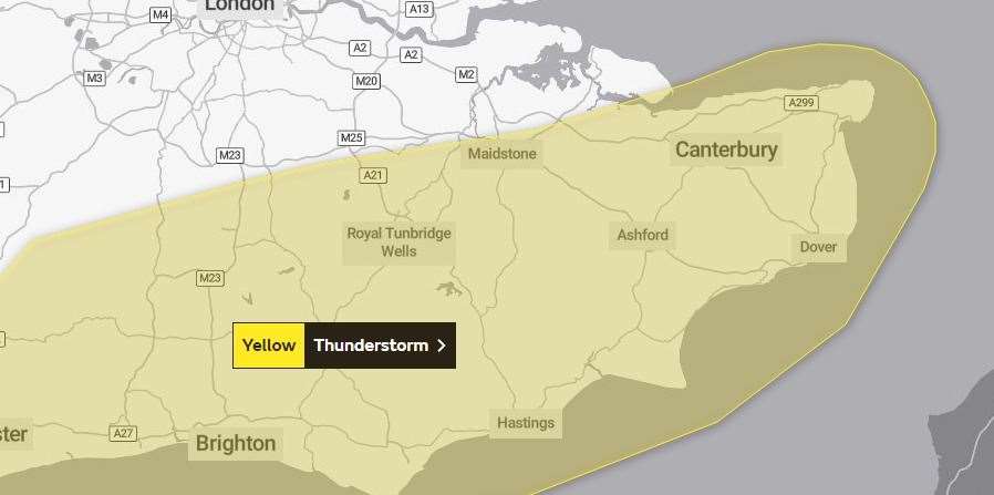 The warning stretches across most of Kent