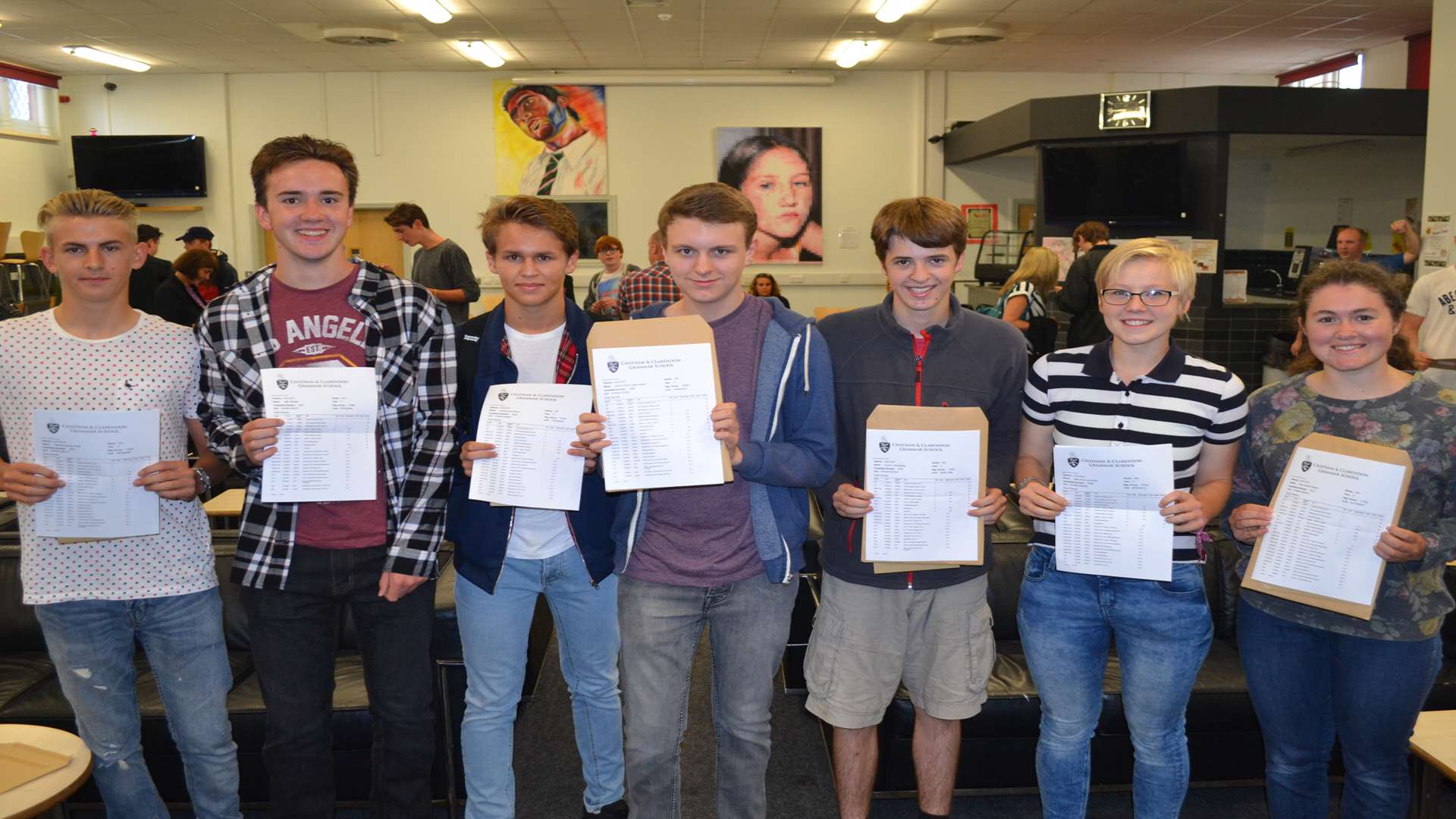 Chatham & Clarendon Grammar School pupils: (left to right) Harrison Watler, Niall McDaid, James Barton, Jamie Baker, Connor Botting, Katie Knight and Amy Clayton