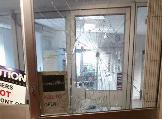 The fitness centre's doors were smashed