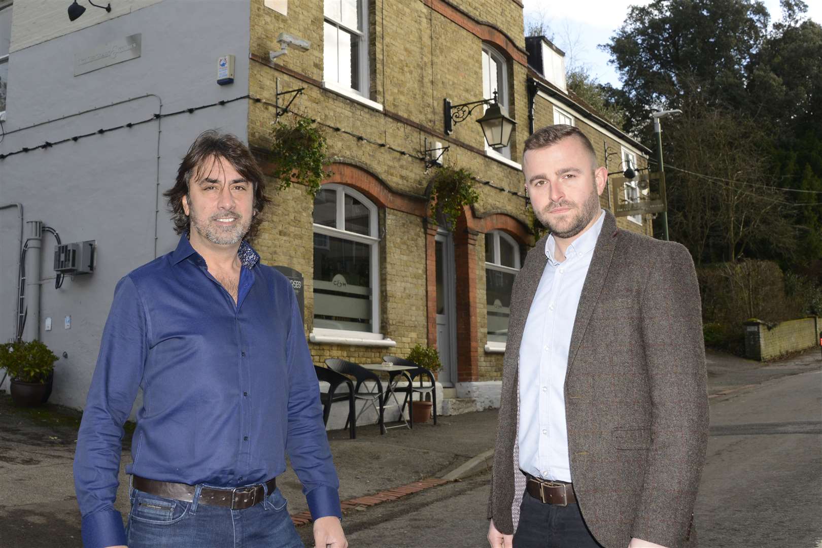 Eddie Sargeant with his Chef Jack Webster outside the pub in Harbledown. Picture: Paul Amos