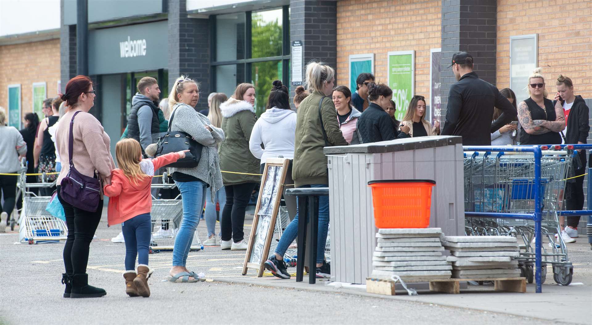 There were also large queues outside The Range, a home and gardenware chain, in Leicester (Joe Giddens/PA)