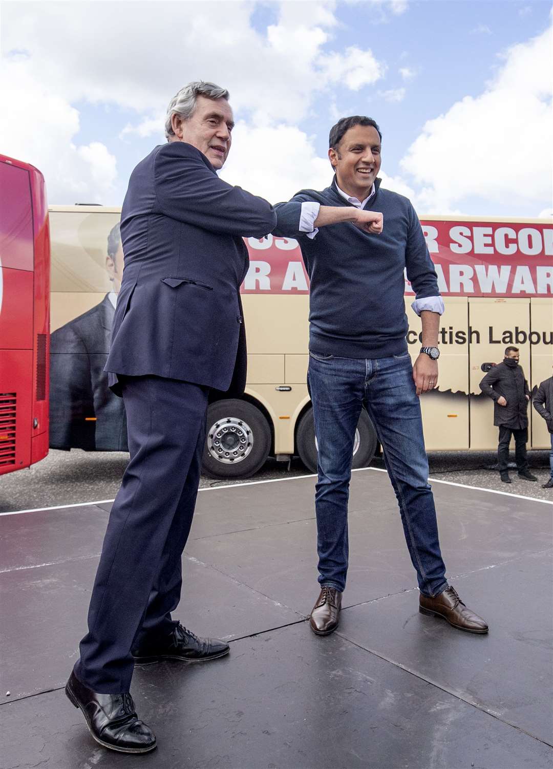 Mr Sarwar was joined on the Holyrood election trail on Wednesday by former Labour prime minister Gordon Brown (Jane Barlow/PA)