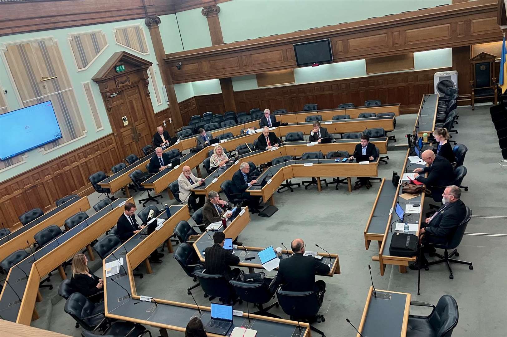 The main chamber at County Hall, Maidstone, in session