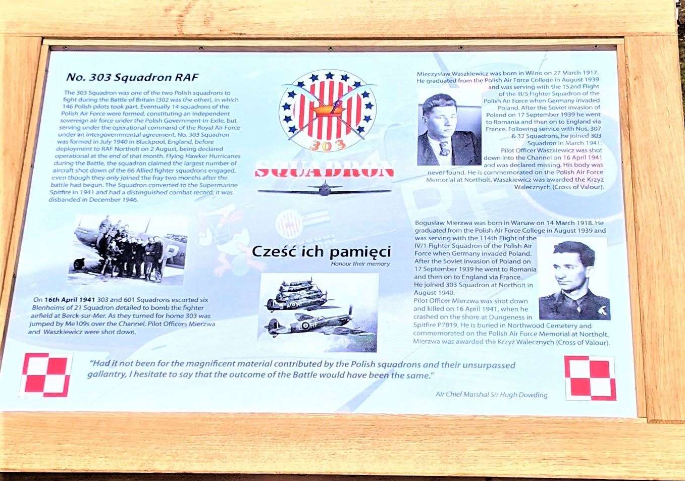 The new plaque marks the deaths of Polish pilots Mieczysław Waszkiewicz and Bogusław Mierzwa