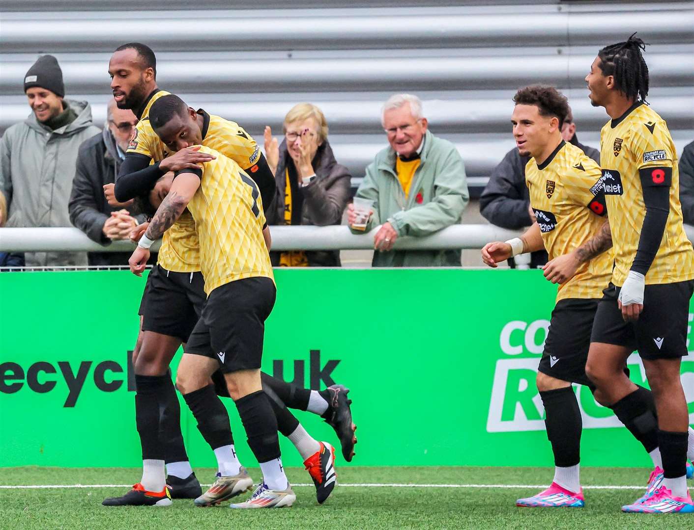 Maidstone celebrate Temi Eweke's early opener. Picture: Helen Cooper