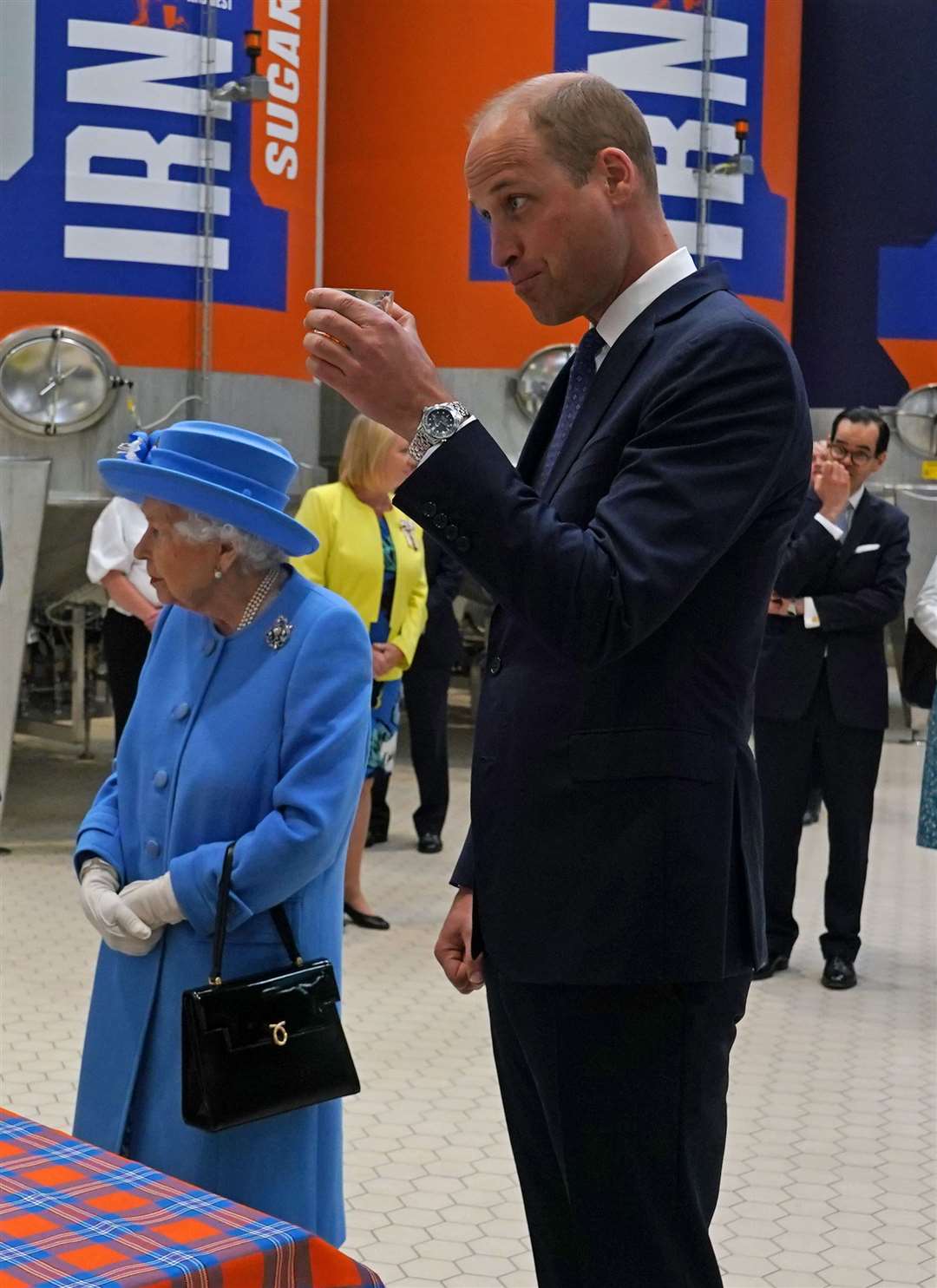 William samples Irn-Bru at AG Barr’s factory in Cumbernauld (Andrew Milligan/PA)