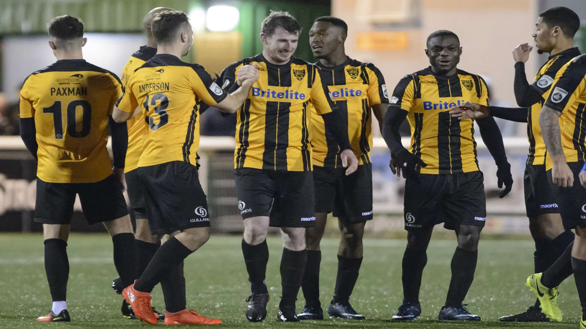 Stones celebrate after Reece Prestedge made it 2-1 Picture: Andy Payton