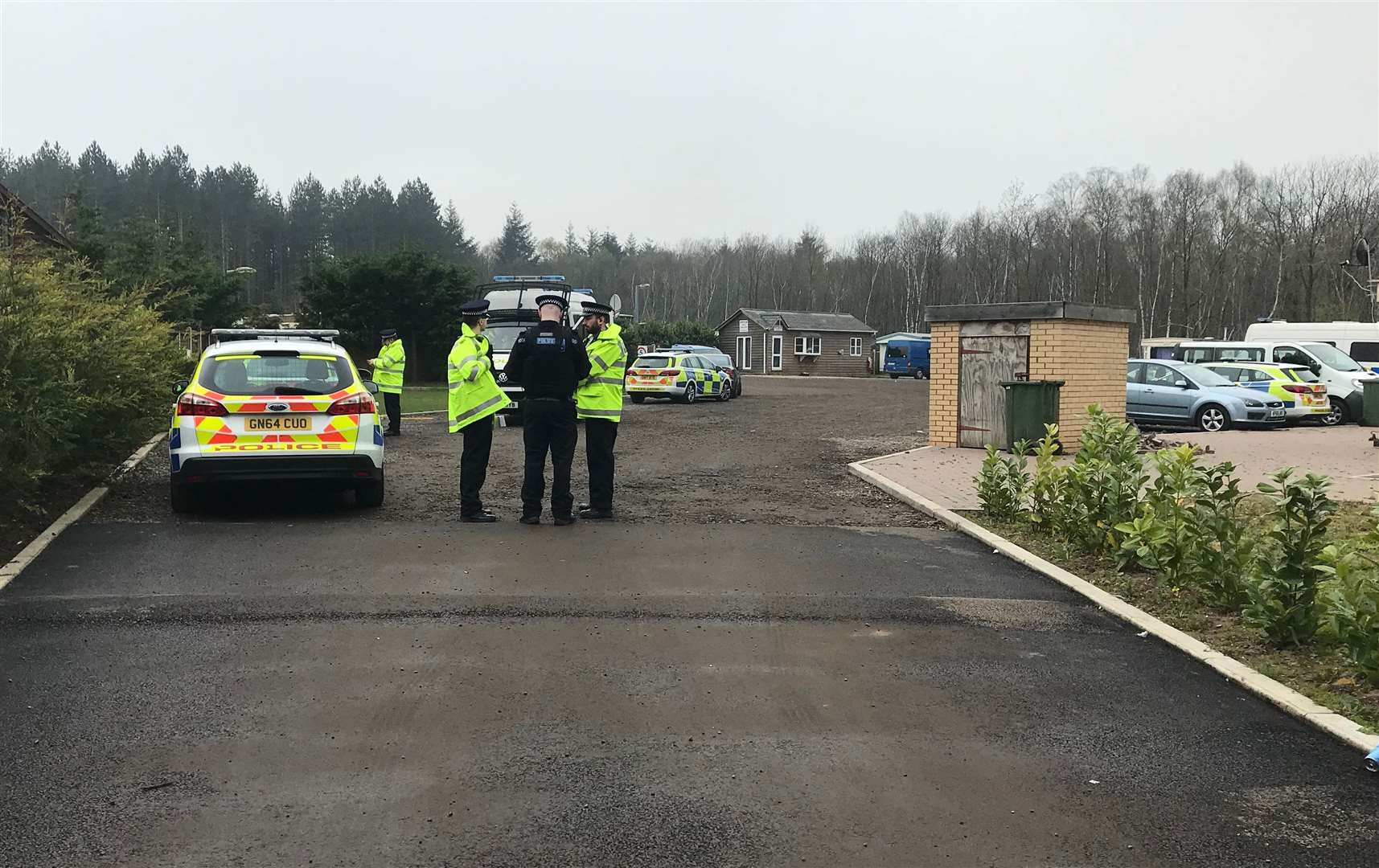 Police at the Brotherhood Wood caravan site