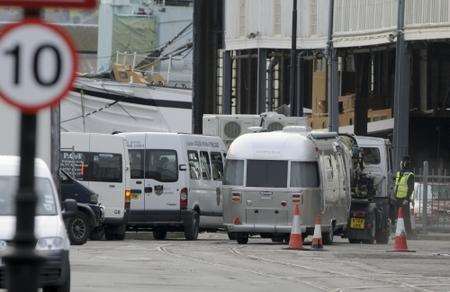 Filming unit for Sherlock Homes 2 at Historic Dockyard, Chatham