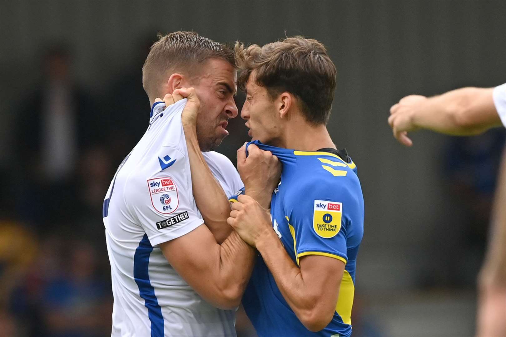 Olly Lee and George Marsh clash as AFC Wimbledon take on Gillingham Picture: Keith Gillard