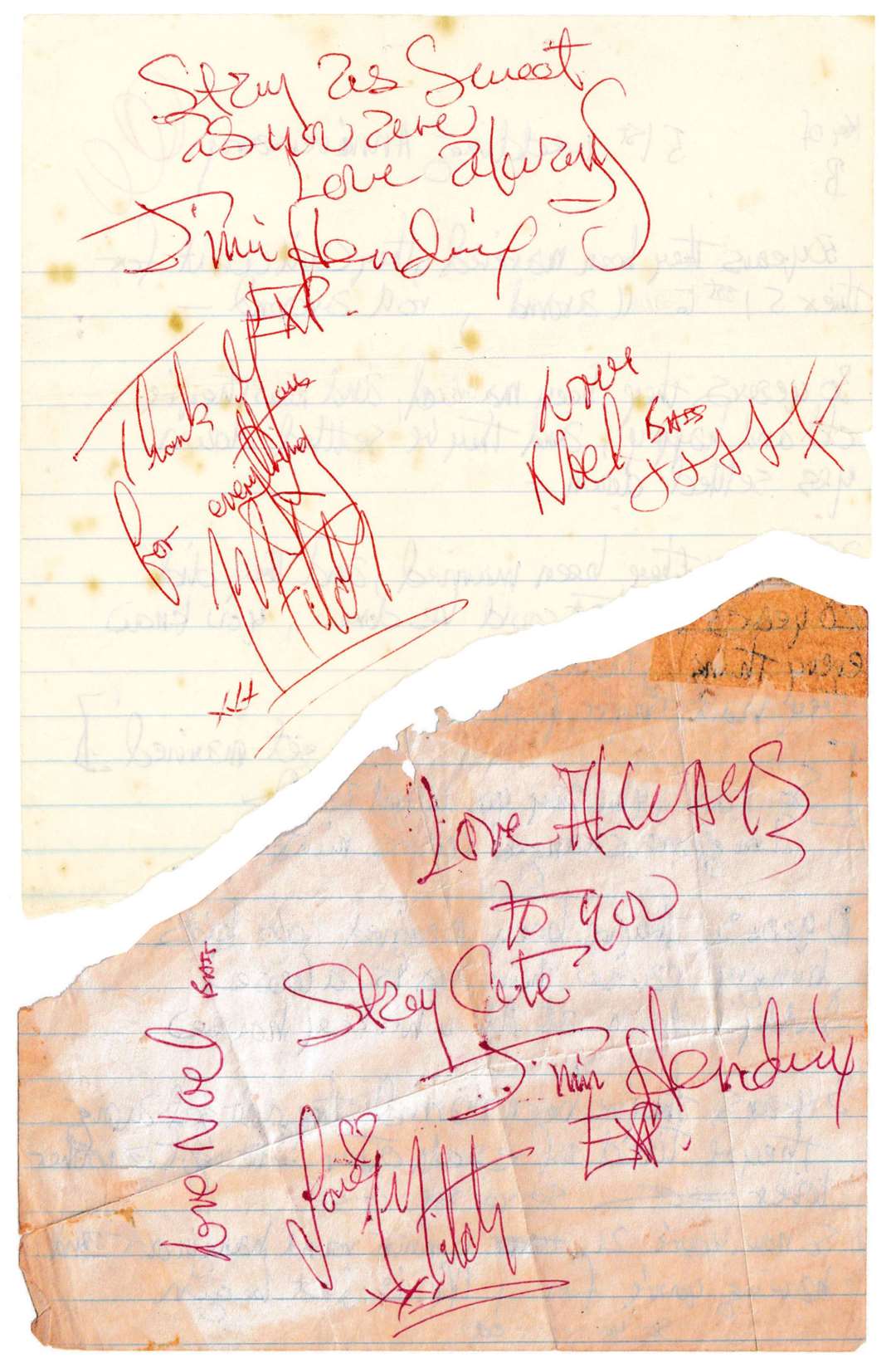 Signed autographs by the members of the Jimi Hendrix Experience Tracks Ltd/PA)