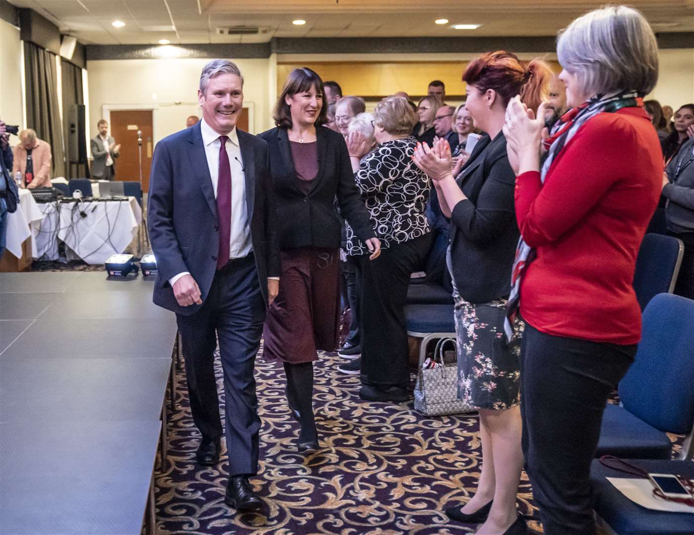 Sir Keir and shadow chancellor Rachel Reeves arrive at the Labour Regional Conference in Barnsley (Danny Lawson/PA)