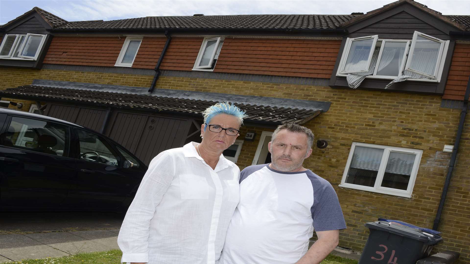 Trevor and Elaine Nutt outside their home in Howe Barrack.