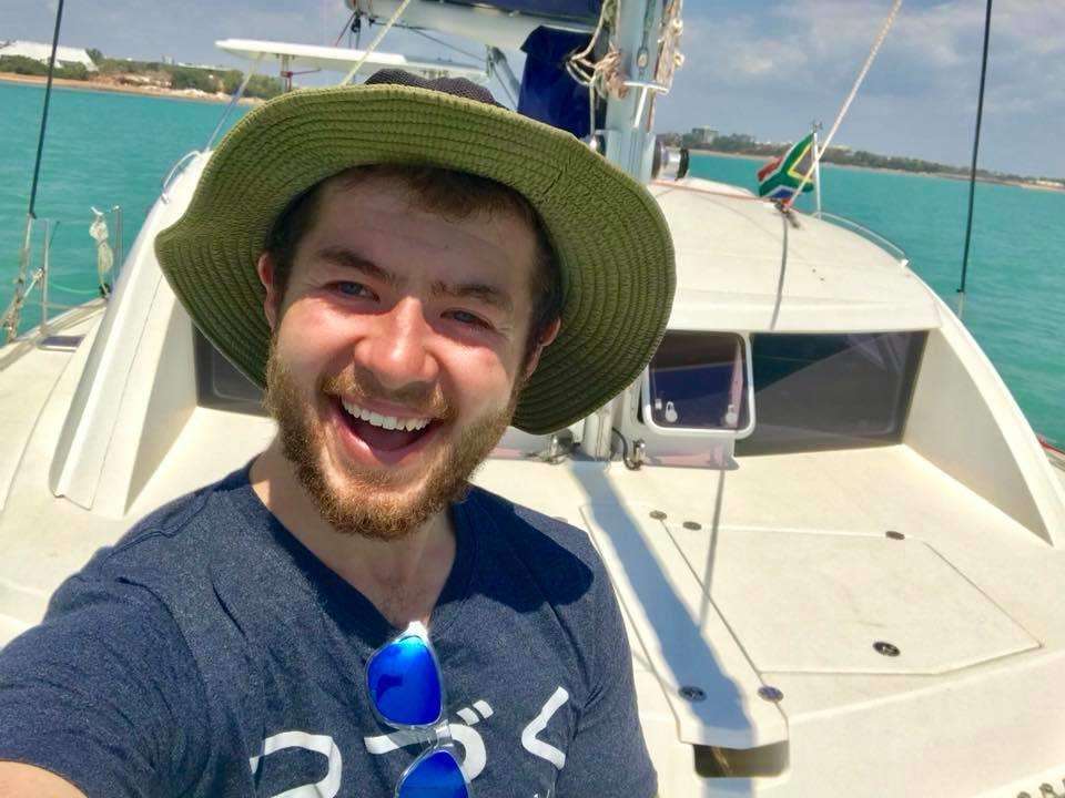 Josiah on the catamaran he will be onboard for the next three months (3934793)