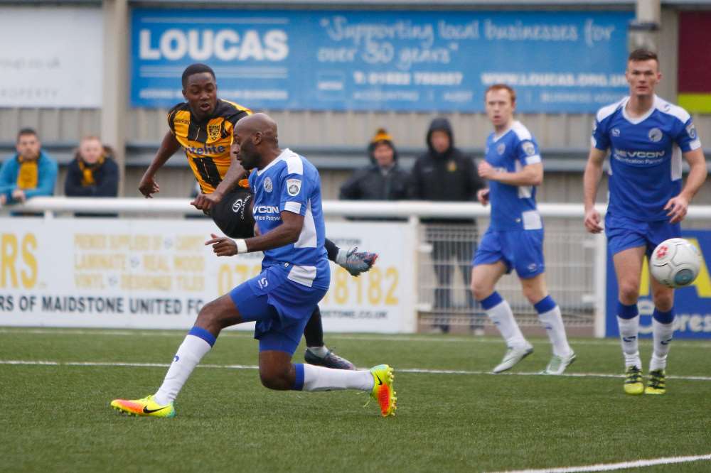 Jamar Loza scores for Maidstone Picture: Andy Jones