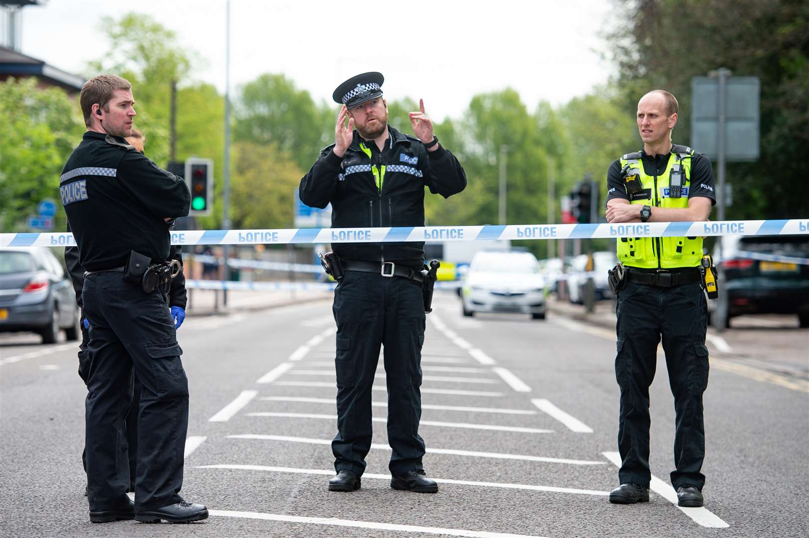 Police at the scene in Birmingham Road, West Bromwich (Jacob King/PA)