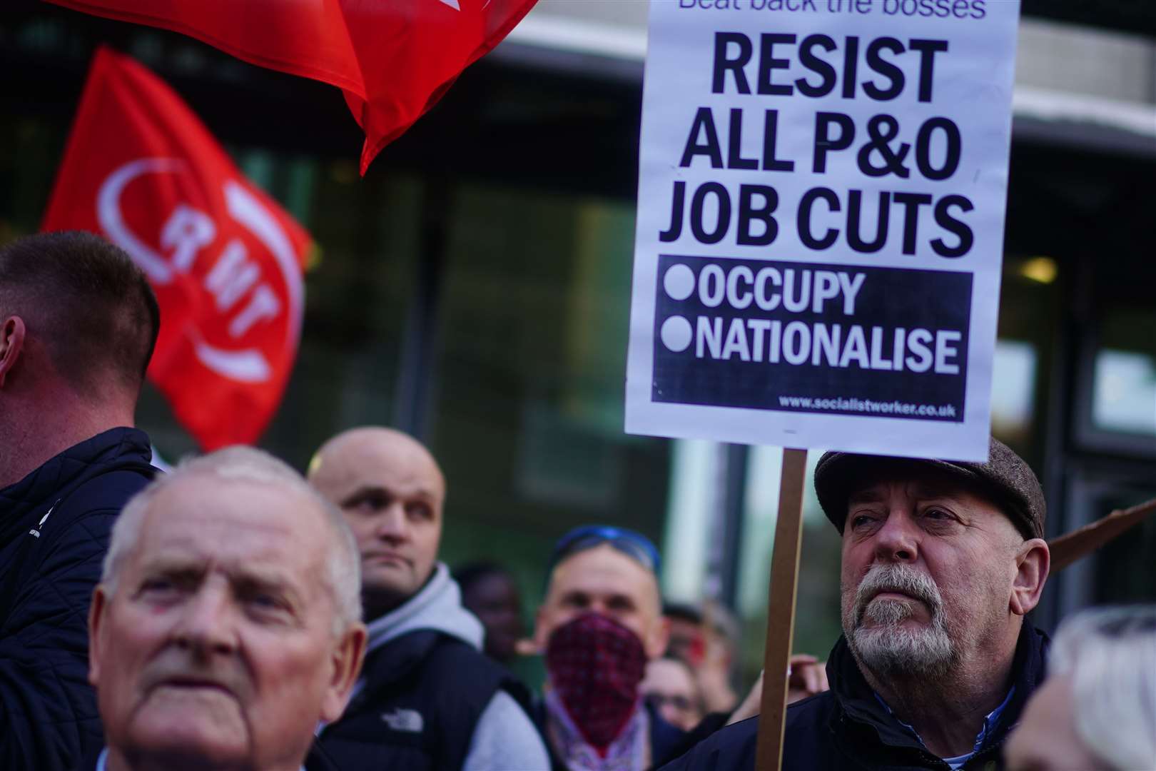 Protesters at DP World in Victoria (Victoria Jones/AP)