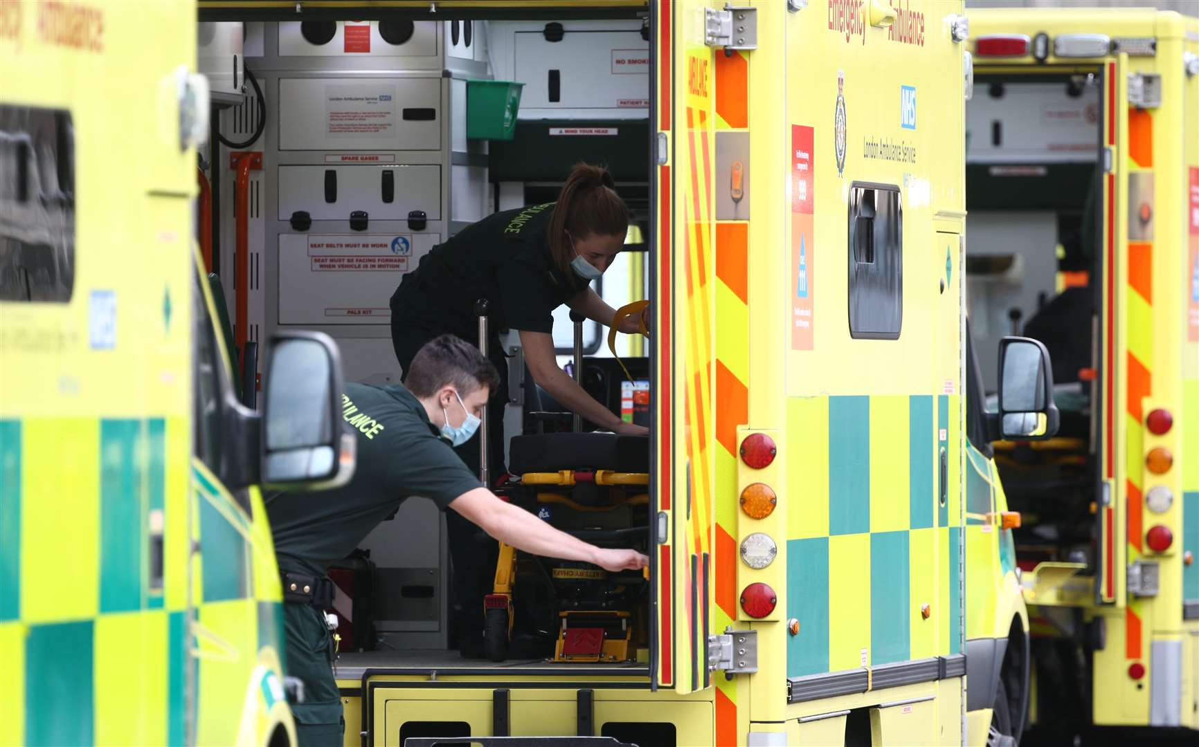 An ambulance is cleaned at the Royal London Hospital in east London (Yui Mok/PA)