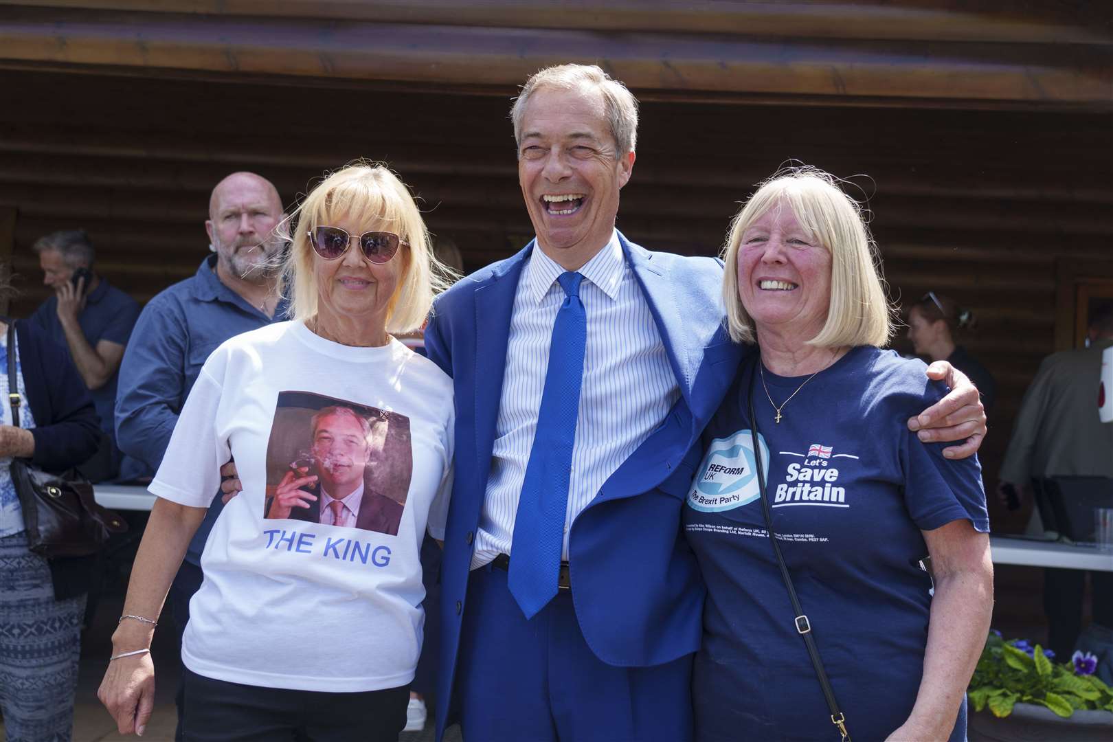 Nigel Farage ended the day posing with supporters as he visited Blackpool in the evening (Dominic Lipinski/PA)
