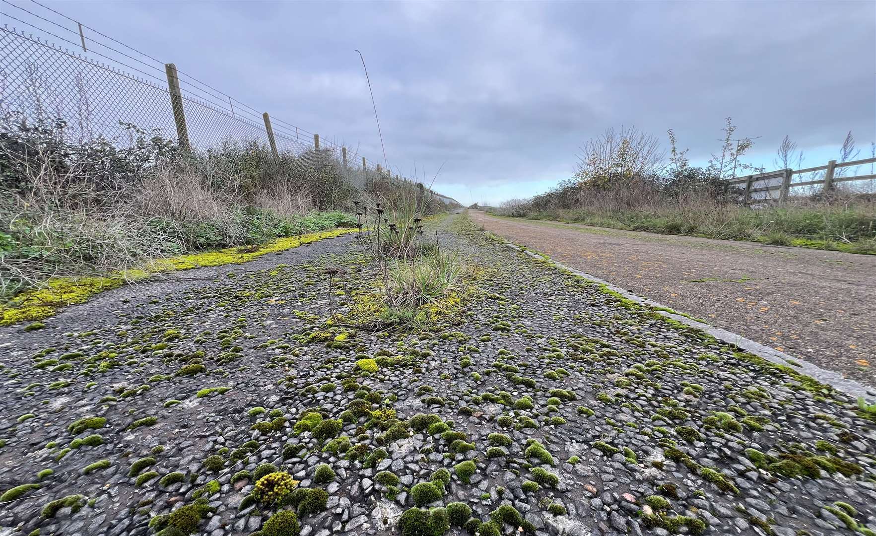 The remains of the old A253 - running along Manston Airport’s southern perimeter fence