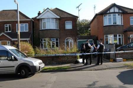 Police outside the scene of the fire