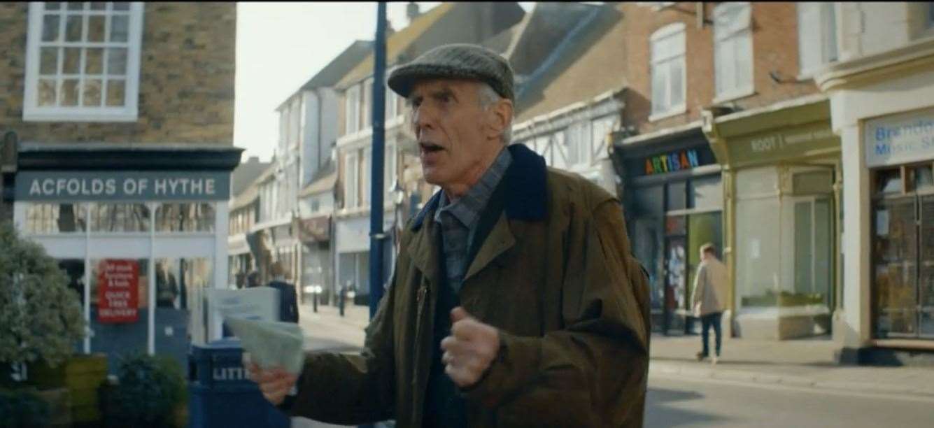 Miri's dad, with Hythe's shops in the background. Photo: BBC iPlayer