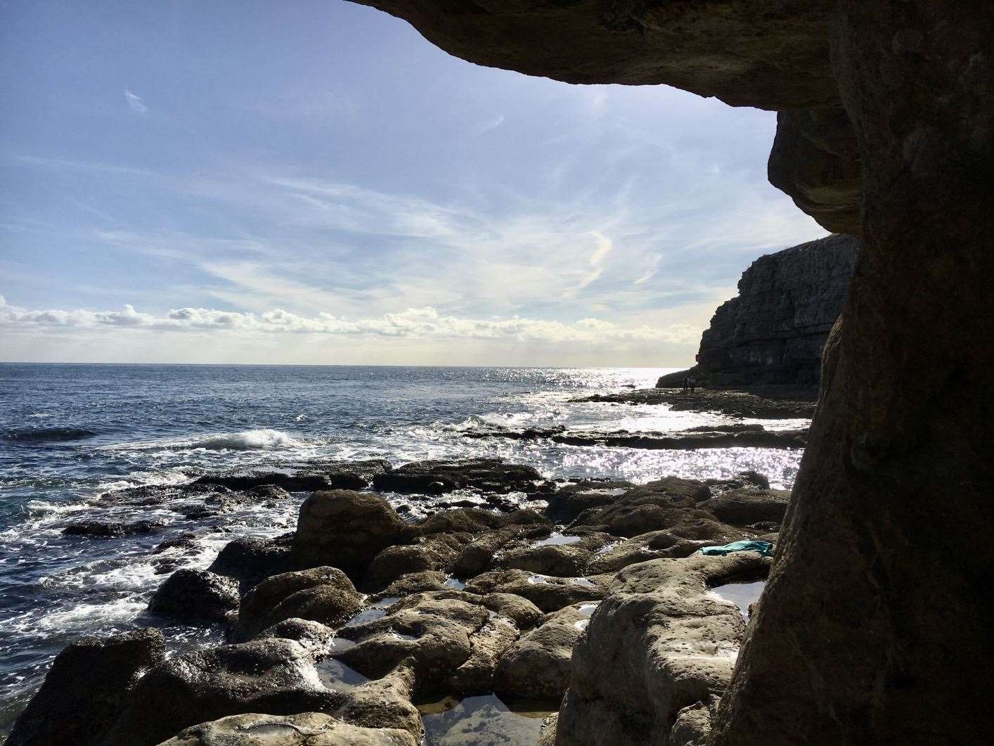 A view out to sea from Winspit Quarry (National Trust/Tom Clarke/PA)