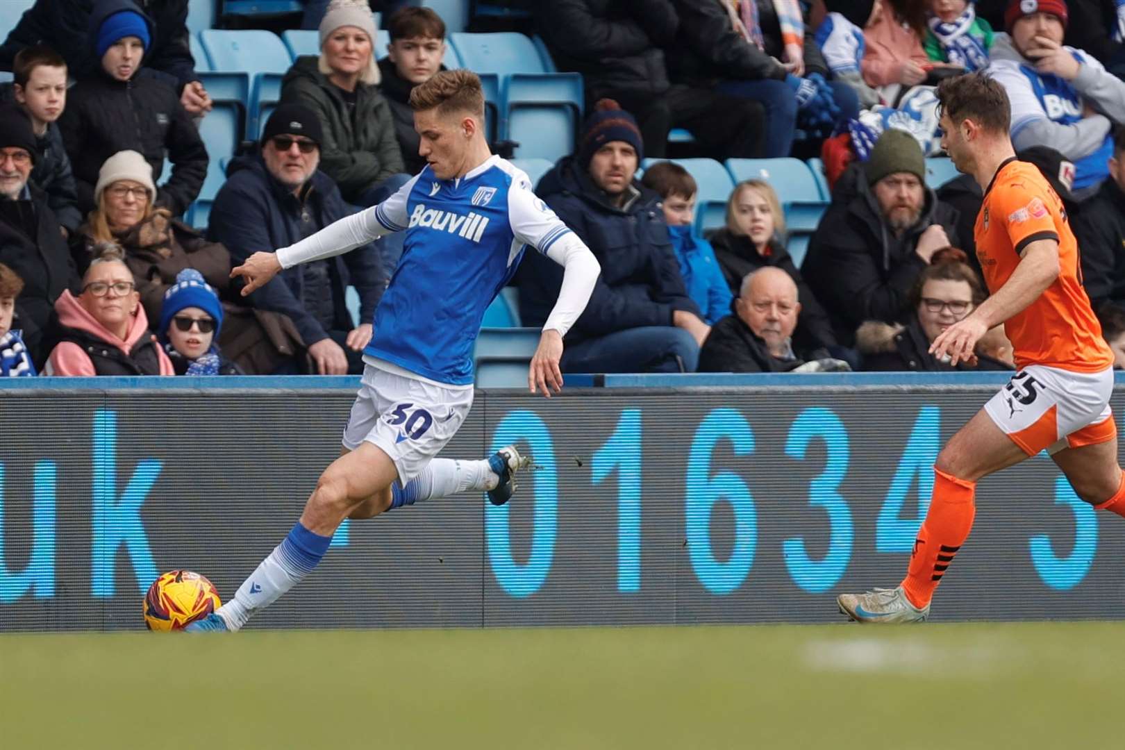 Sam Gale clears for the Gills against Notts County Picture: @Julian_KPI