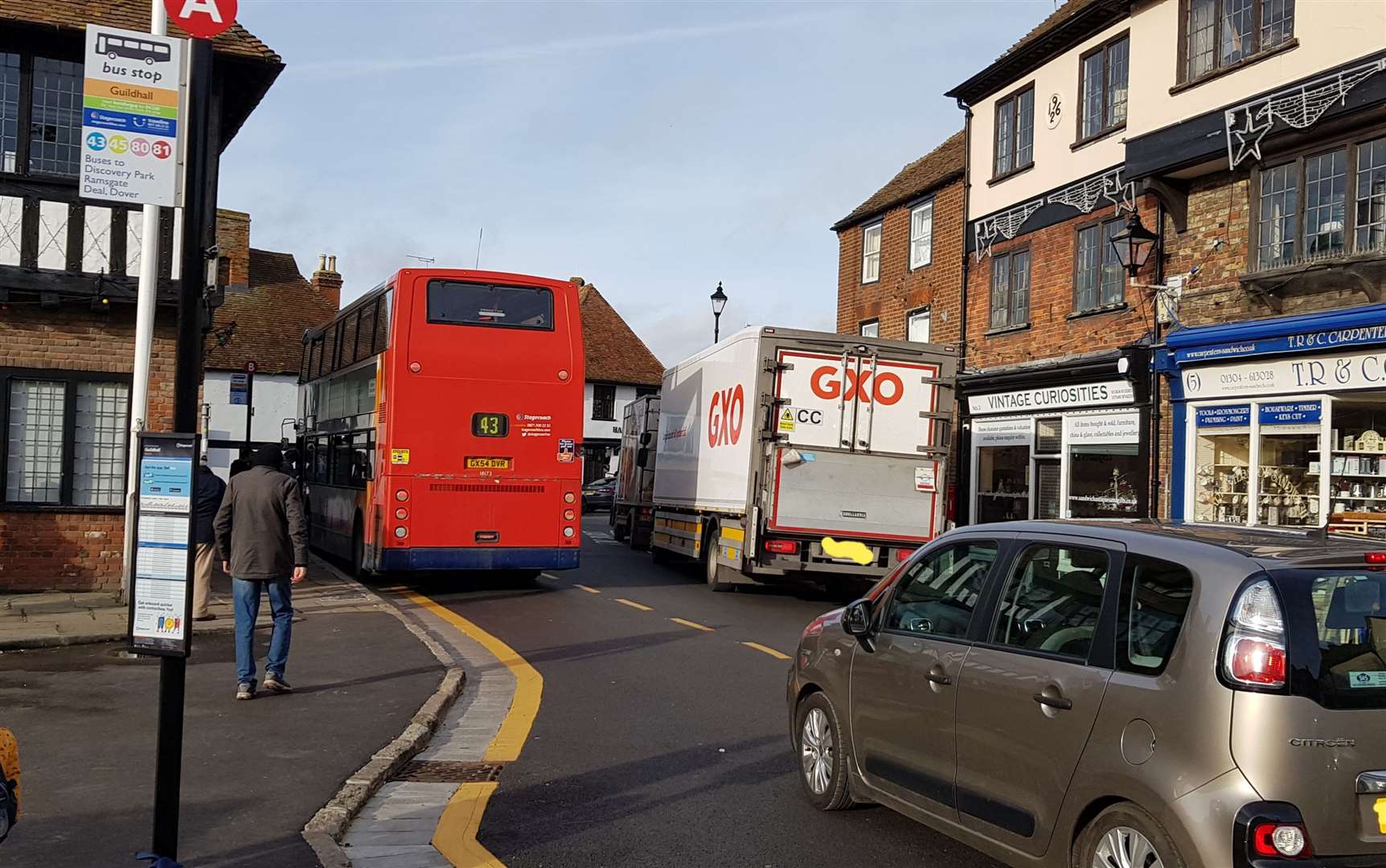 Cars get stuck when buses and lorries pull in at the same time. Picture: Christina Glynn