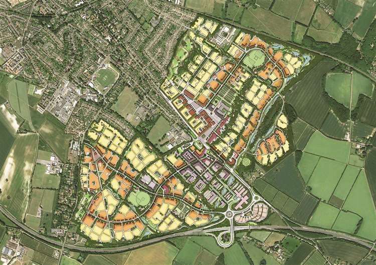 The masterplan for the 4,000-home scheme which will include a new A2 junction