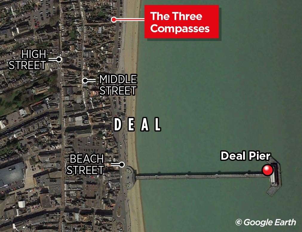 The Three Compasses is in Beach Street, Deal